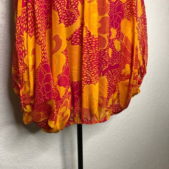 Diane von Furstenberg Emelia orange pink floral batwing silk top Medium NWOT - Picture 13 of 16